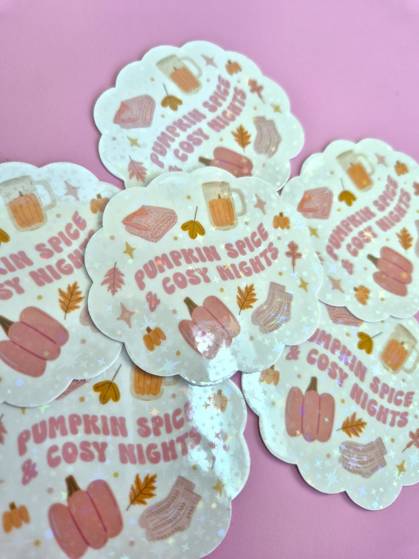 PUMPKIN SPICE & COSY NIGHTS WATERPROOF GLITTER VINYL STICKER