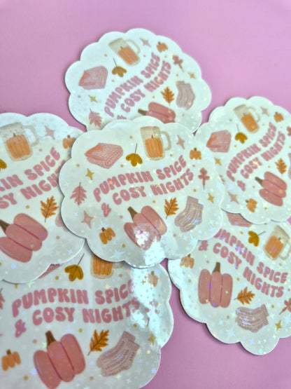 PUMPKIN SPICE & COSY NIGHTS WATERPROOF GLITTER VINYL STICKER