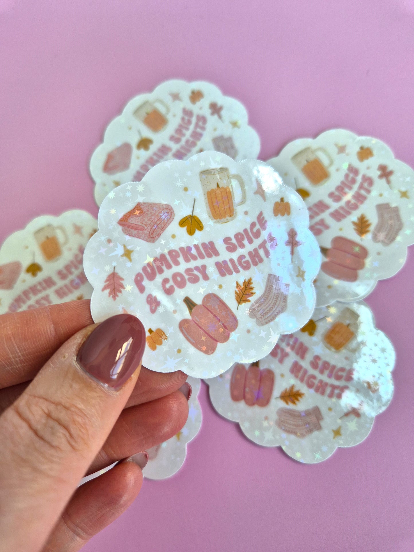 PUMPKIN SPICE & COSY NIGHTS WATERPROOF GLITTER VINYL STICKER