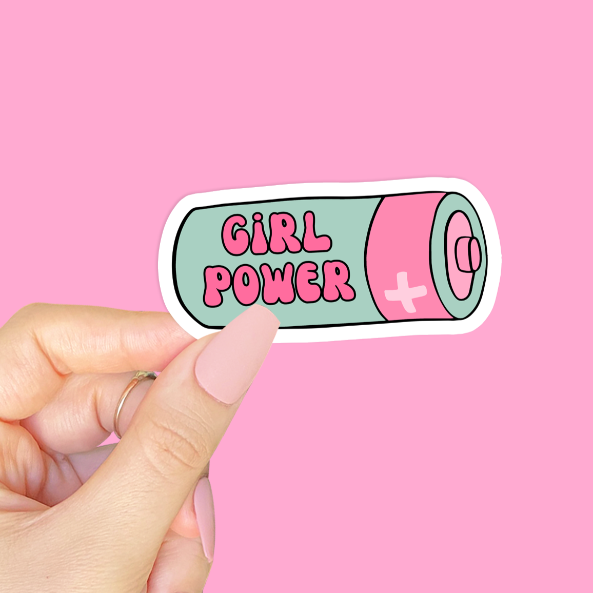 GIRL POWER BATTERY WATERPROOF VINYL STICKER